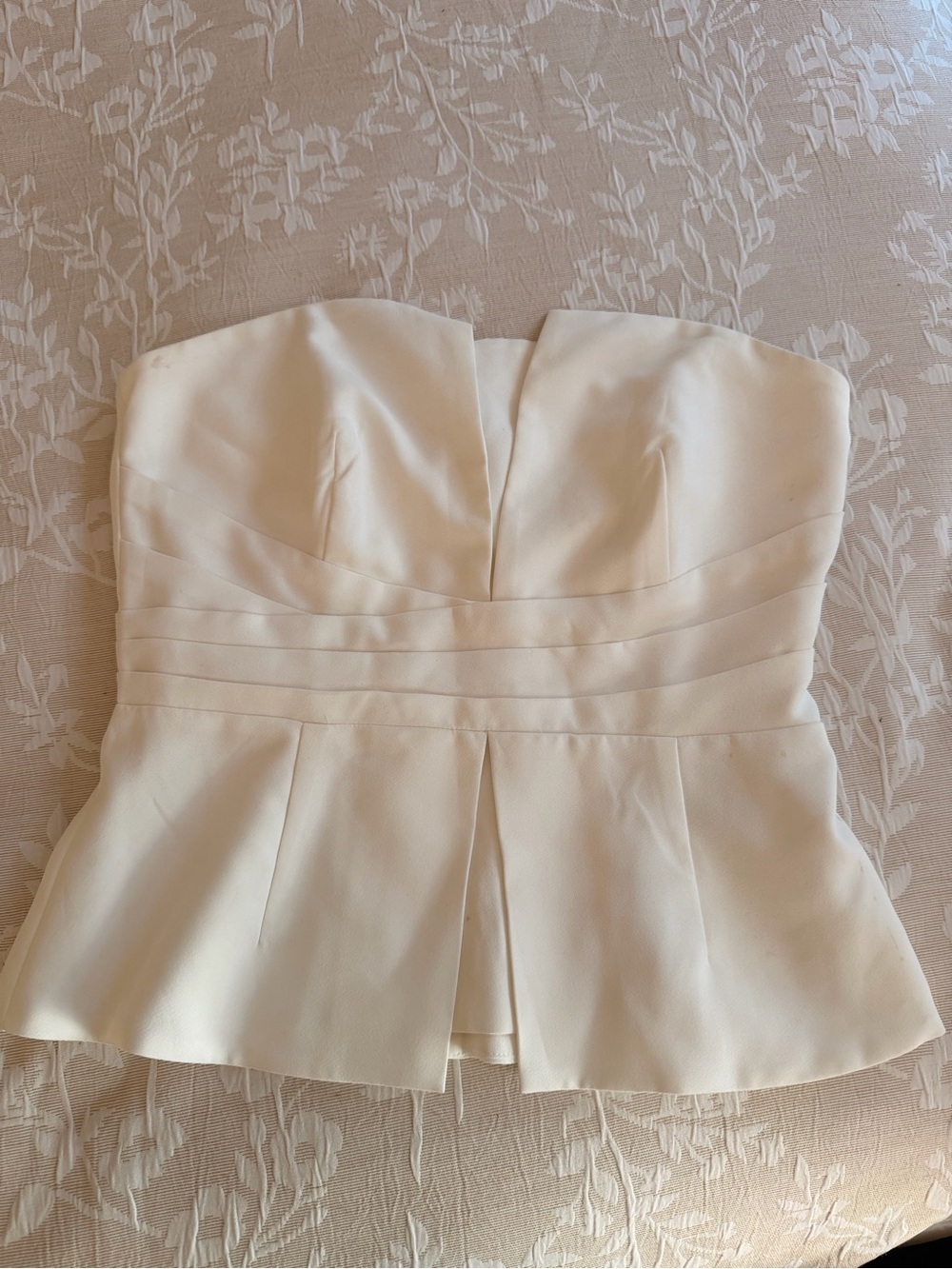 White House Black Market Cream Strapless Peplum Camisole